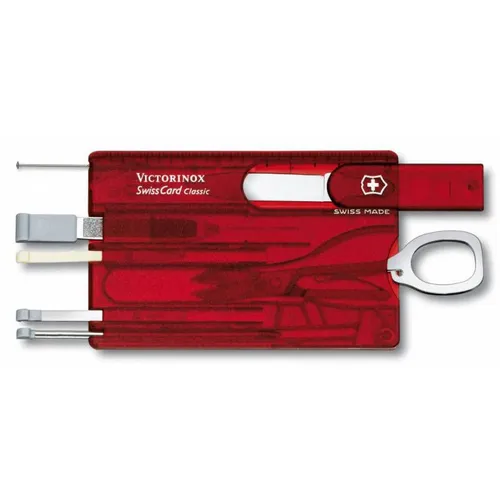 Швейцарская карта Victorinox SwissCard Classic, красный полупрозрачный, коробка подарочная [0.7100.t]