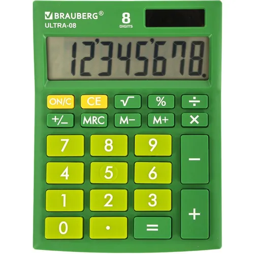 Калькулятор BRAUBERG Ultra, 8-разрядный, зеленый