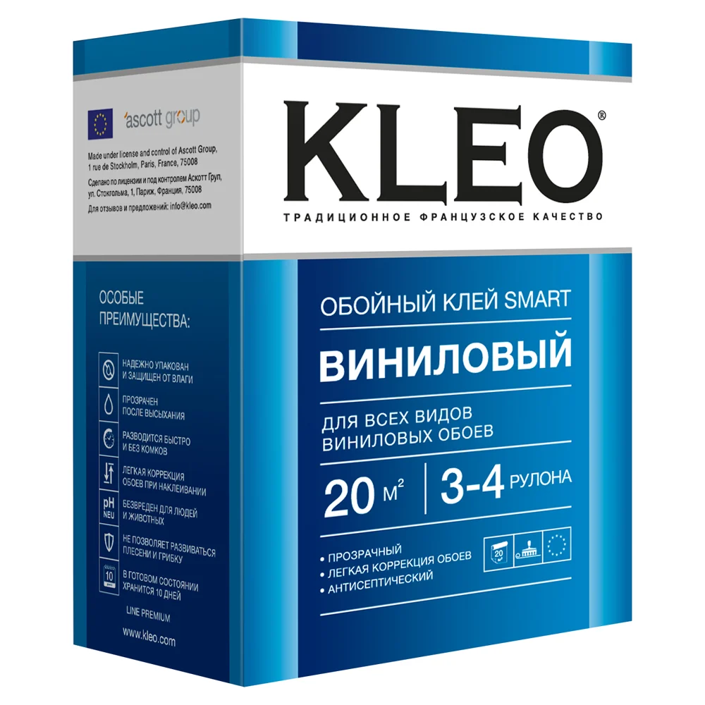 Сыпучий клей для виниловых обоев KLEO 020 SMART 3-4