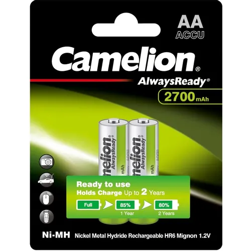 AA Аккумуляторная батарейка CAMELION NH-AA2700ARBP2, 2 шт. 2700мAч