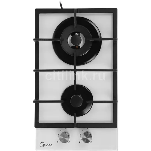 Газовая варочная панель Midea MG3260TGW, 2 конфорки, закаленное стекло, белый