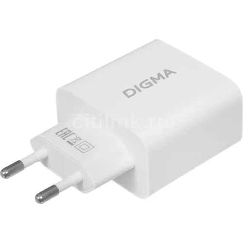 Сетевое зарядное устройство Digma DGWC-1U-2.1A-WG, USB-A, 10.5Вт, 2.1A, белый
