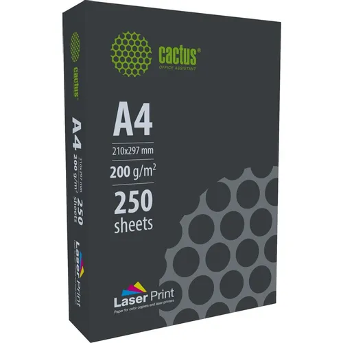 Бумага Cactus LaserPrint CS-LPA4200250, A4, для лазерной печати, 250л, 200г/м2, белый