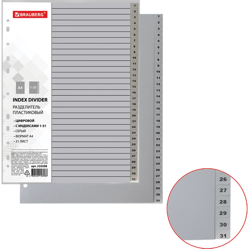Пластиковый разделитель BRAUBERG 225598