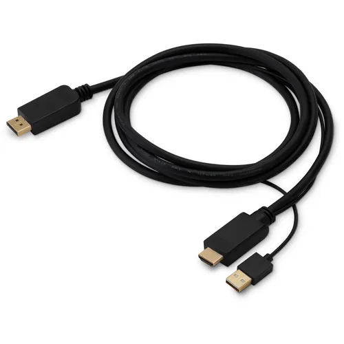 Кабель аудио-видео Buro HDMI (m) - DisplayPort (m), 2м, GOLD, черный [hdmi-dp-2m]