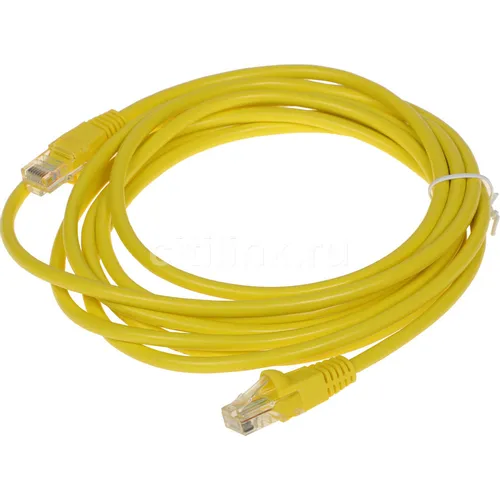 Патч-корд Buro UTP-5E-3M-Y литой (molded), UTP, кат.5E, 3м, 4 пары, 26AWG, алюминий омедненный, многожильный, желтый