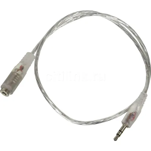 Кабель-удлинитель аудио Buro Jack 3.5 (m) - Jack 3.5 (f), 0.5м, прозрачный [cab025-0.5m]