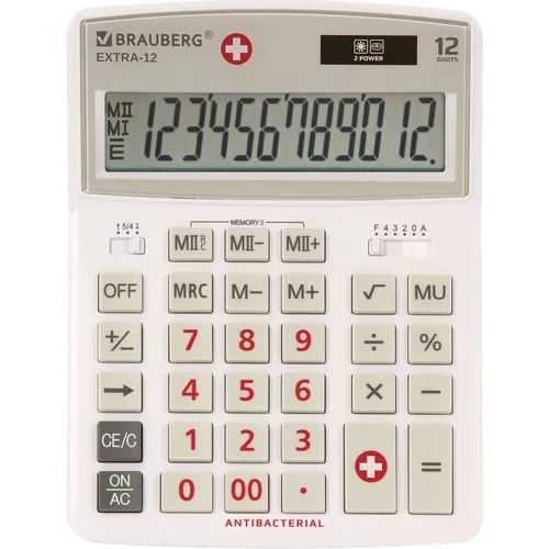 Калькулятор BRAUBERG Extra, 12-Wab, 12-разрядный, белый