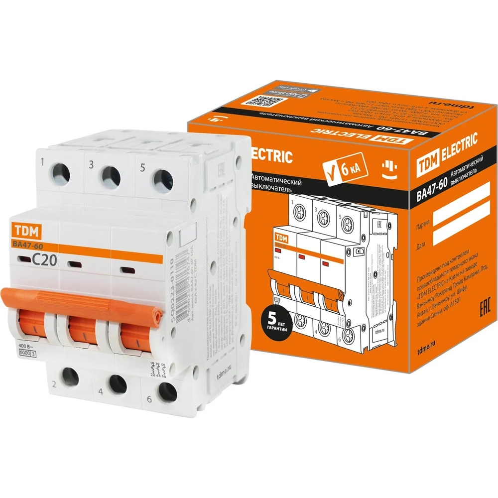 Автоматический выключатель TDM ELECTRIC ВА47-60 SQ0223-0110