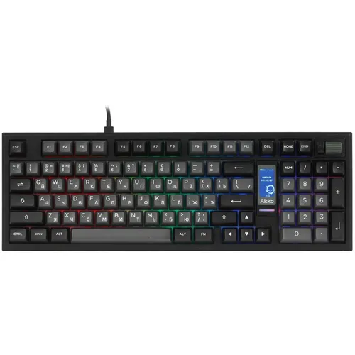 Клавиатура AKKO 5098B, беспроводная, USB, Bluetooth/Радиоканал, механическая, заводское нанесение кириллицы, черный [1746820]