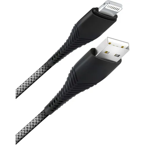 Кабель BORASCO Fishbone, Lightning (m) - USB (m), 1м, 3A, серый [38508]
