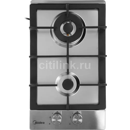 Газовая варочная панель Midea MG3205TX, 2 конфорки, нержавеющая сталь, серебристый