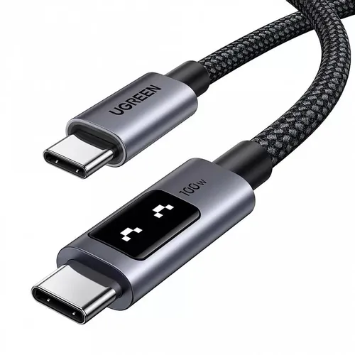 Кабель UGREEN L509, USB Type-C (m) - USB Type-C (m), 3м, 5A, черный / серый [35513]