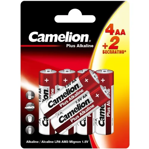 AA Батарейка CAMELION Plus Alkaline 4+2LR6-BP, 6 шт.