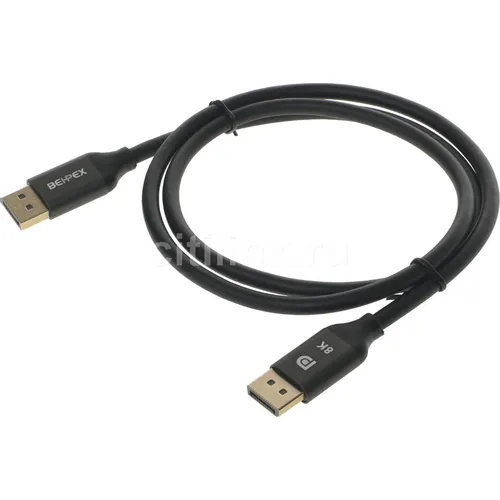 Кабель Display Port Ultra HD, DisplayPort (m) - DisplayPort (m), GOLD , 1м, пакет, черный