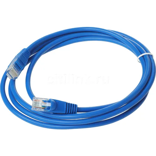 Патч-корд Buro UTP-5E-2M-BL литой (molded), UTP, кат.5E, 2м, 4 пары, 26AWG, алюминий омедненный, многожильный, синий