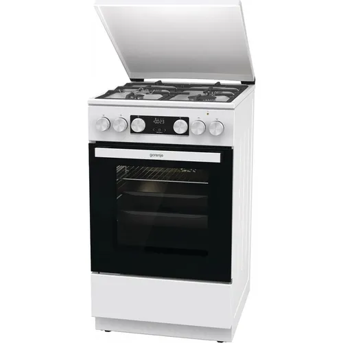 Газовая плита Gorenje GK5C42WF-B, электрическая духовка, металлическая крышка, чугун, белый