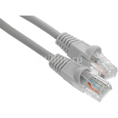 Патч-корд KINGPRICE KP-PC-c5e-1m-g литой (molded), UTP, кат.5E, 1м, 4 пары, 26AWG, алюминий омедненный, многожильный, серый