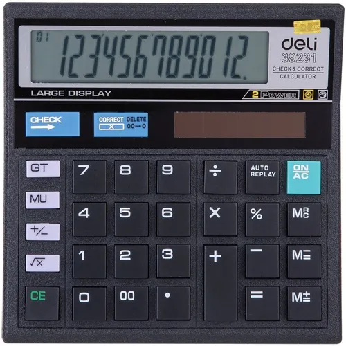 Калькулятор Deli E39231, 12-разрядный, черный