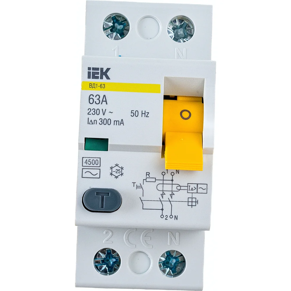 Узо IEK ВД1-63 2п, АС, 63А, 300мА MDV10-2-063-300