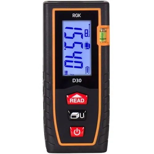 Лазерный дальномер RGK D30, 2 класс лазера, 635нм, луч красный [4610011870019]