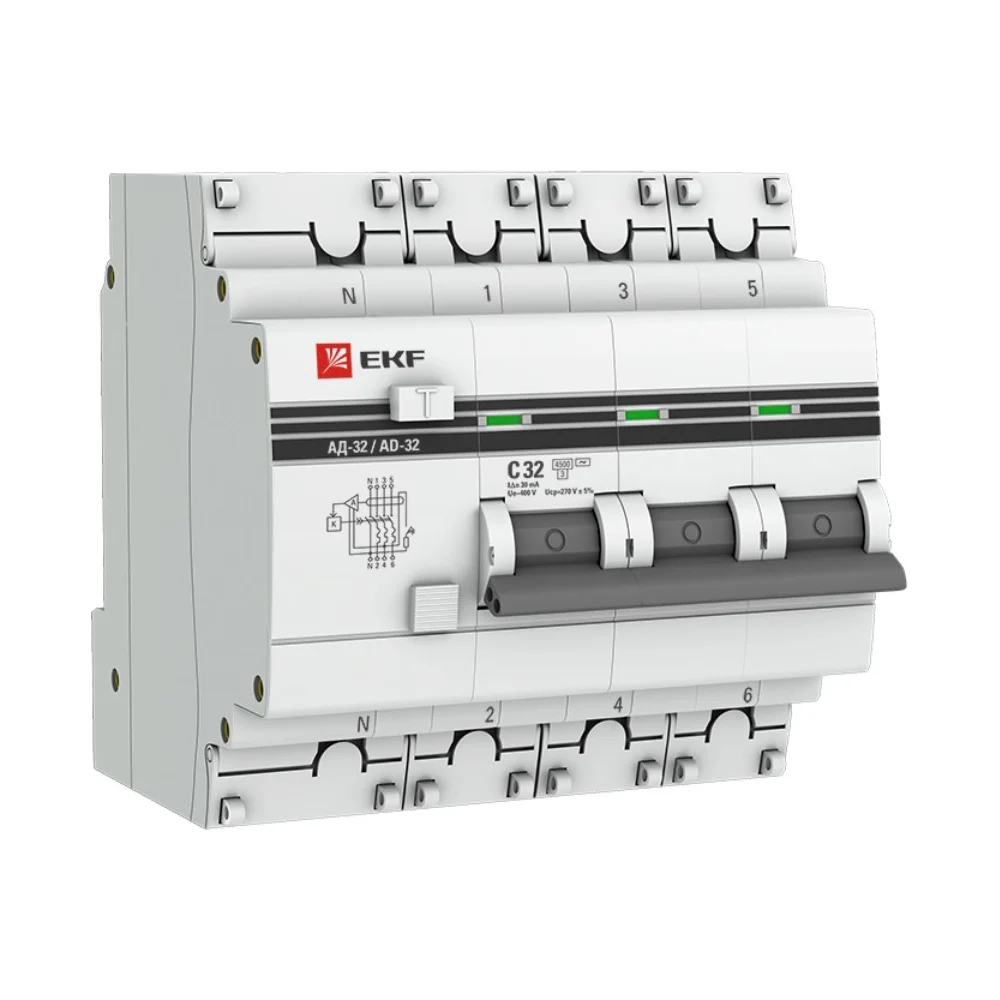 Дифференциальный автомат EKF PROxima АД-32 DA32-32-30-4P-pro