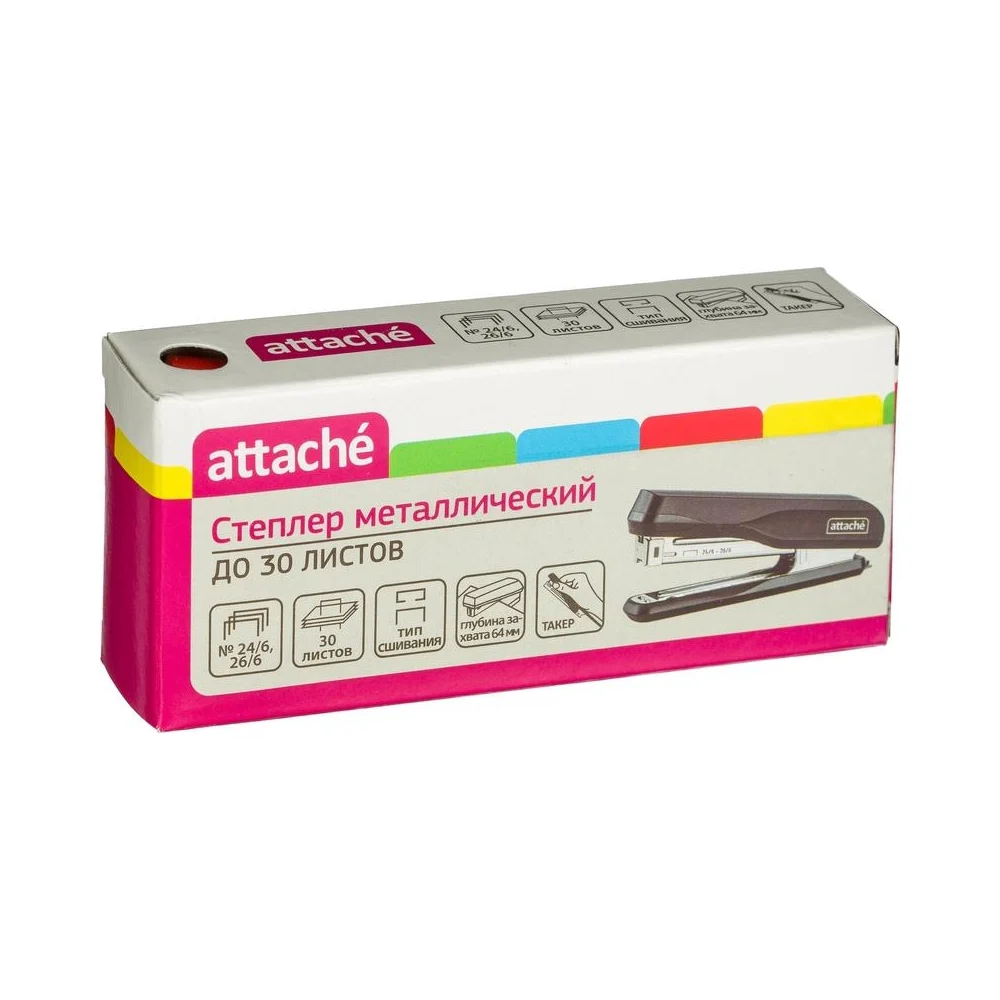 Степлер Attache msr2430 №24/6-26/6, до 30 листов, металл, красный 1271893