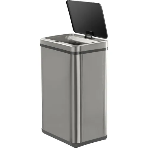 Ведро для мусора TESLER STB-60F, 60л, пластик, прямоугольная, сенсорная крышка, серый [stb-60f inox]