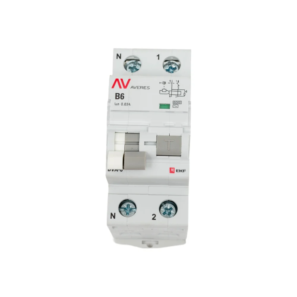Дифференциальный автомат EKF AVERES DVA-6 rcbo6-1pn-6B-30-ac-av
