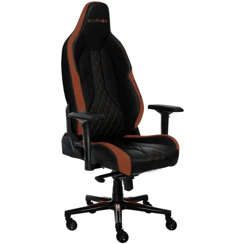 Кресло игровое KARNOX Commander Cr, искусственная кожа, до 180кг, мультиблок, регулируемые 4D подлокотники, коричневый/черный