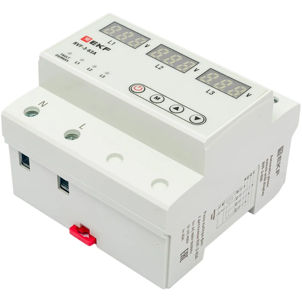 Реле выбора фаз EKF RVF-3-63А PROxima RVF-3-63a
