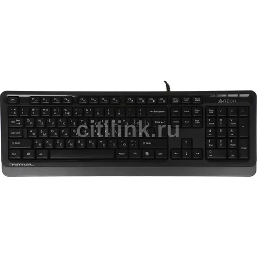 Клавиатура A4TECH Fstyler FK10, проводная, USB, мембранная, черный/серый [fk10 grey]
