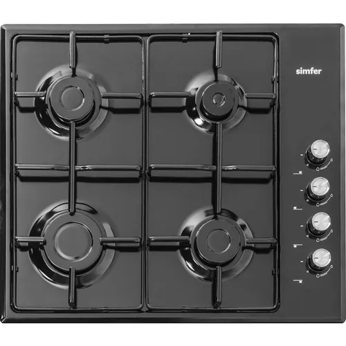 Газовая варочная панель Simfer H60Q40B400, 4 конфорки, эмалированная сталь, черный