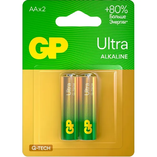 AA Батарейка GP Ultra Alkaline 15AUA21-2CRSBC2, 2 шт.
