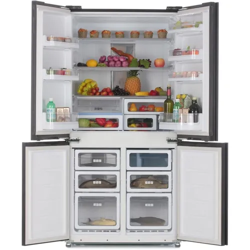 Холодильник трехкамерный Sharp SJ-FS97VBK Hybrid Cooling, Side by Side, черный