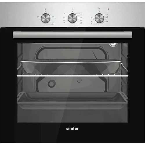 Духовой шкаф электрический Simfer B6EM14025, 60л, дверца с 2 стеклами, нержавеющая сталь