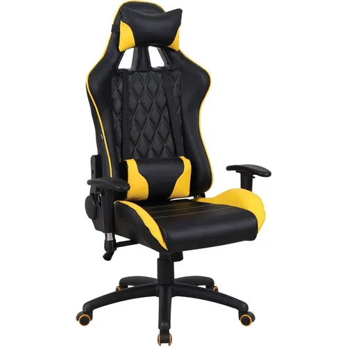 Кресло игровое BRABIX GT Master GM-110, экокожа, до 130кг, топ-ган, регулируемые 3D подлокотники, черный/желтый