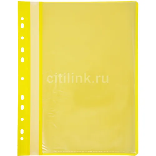 Папка-скоросшиватель Бюрократ -PS10YEL, A4, пластик, желтый, 10 вкладышей 5 шт./кор.