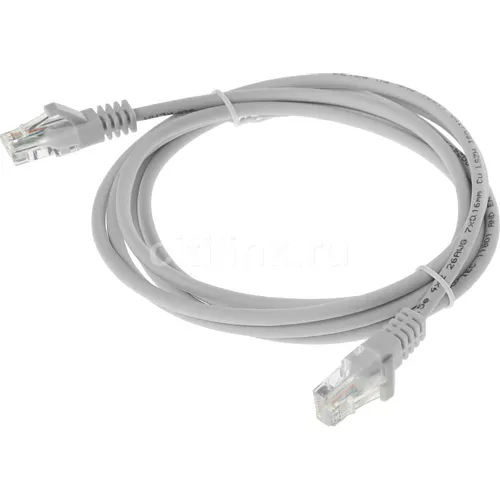 Патч-корд SUPRLAN 10-0143, вилка RJ-45, вилка RJ-45, кат.5E, LSZH, 2м, серый
