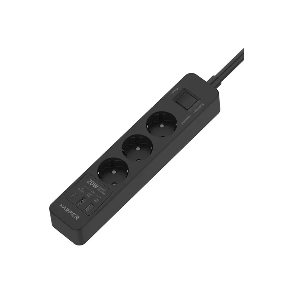 Сетевой фильтр-удлинитель Harper UCH-440 Black PD3.0 H00003203