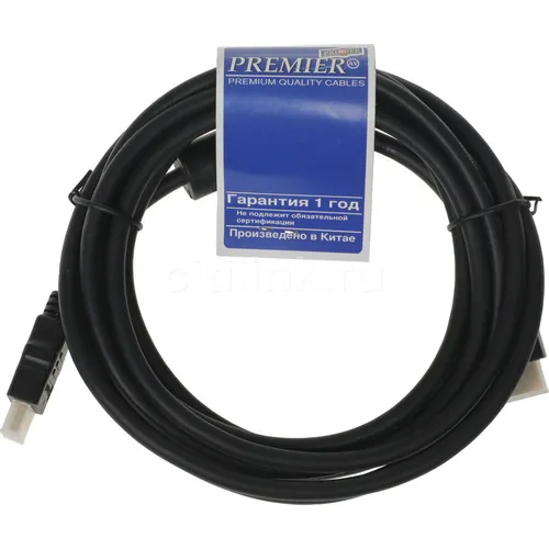 Кабель аудио-видео PREMIER 5-813, HDMI (m) - HDMI (m), ver 2.0, 3м, GOLD, ф/фильтр, черный [5-813 3.0]