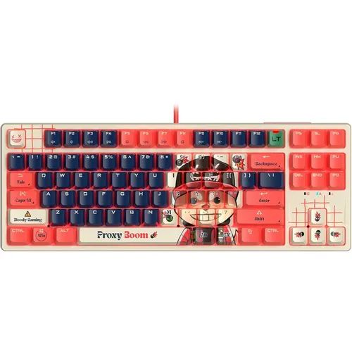 Клавиатура A4TECH Bloody AT87 Proxy Boom, проводная, USB, оптомеханическая, бежевый/красный