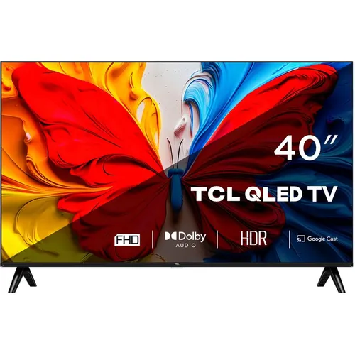 40" Телевизор TCL 40S5K QLED, FULL HD, СМАРТ ТВ, Google TV, черный