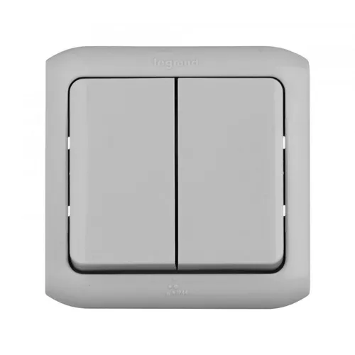 Выключатель Legrand Quteo 2-клавишный, IP44, серый [782332]