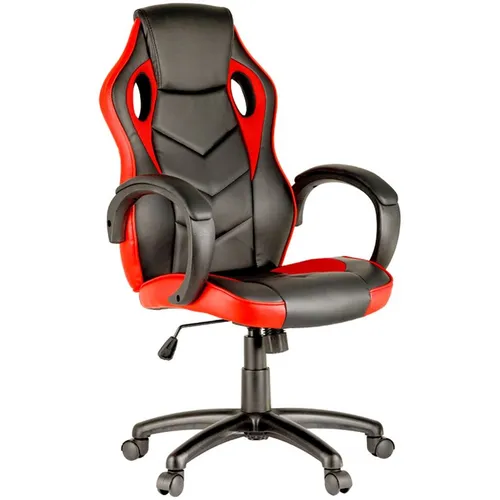 Кресло игровое HELMI Boost, ткань/экокожа, до 120кг, топ-ган, фиксированные подлокотники, черный/красный