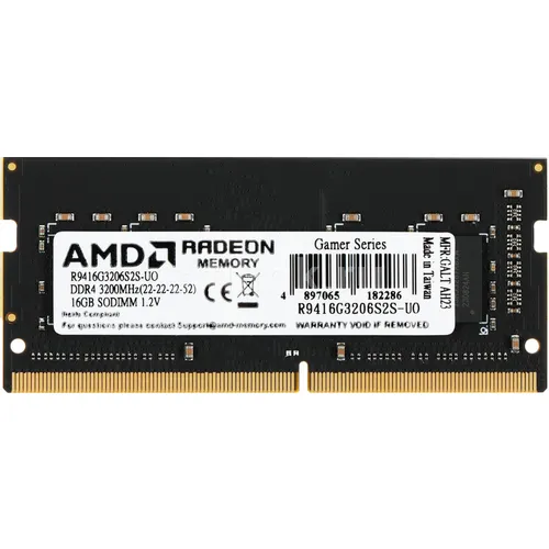 Оперативная память AMD R9 R9416G3206S2S-UO DDR4 - 1x 16ГБ 3200МГц, для ноутбуков (SO-DIMM), OEM