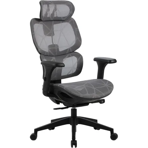 Кресло Cactus CS-MC555, сетка, до 150кг, регулируемые 3D подлокотники, серый