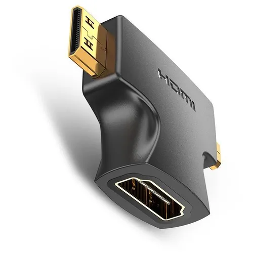 Переходник видео VENTION AGFB0, HDMI (f) - Micro HDMI (m), Mini HDMI (m), ver 1.4, GOLD, черный