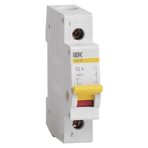 Выключатель-разъединитель IEK ВН-32 1Р (MNV10-1-063) 63A 1П 230/400В 1 модуль белый (упак.:1шт)