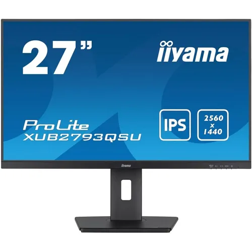 27" Монитор Iiyama ProLite XUB2793QSU-B7, 2560x1440, IPS, 100Гц, 1хHDMI, 1хDP, черный